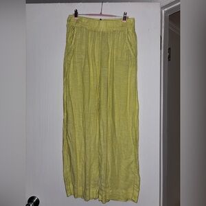 Yellow Wide-Leg Pants 100% Linen